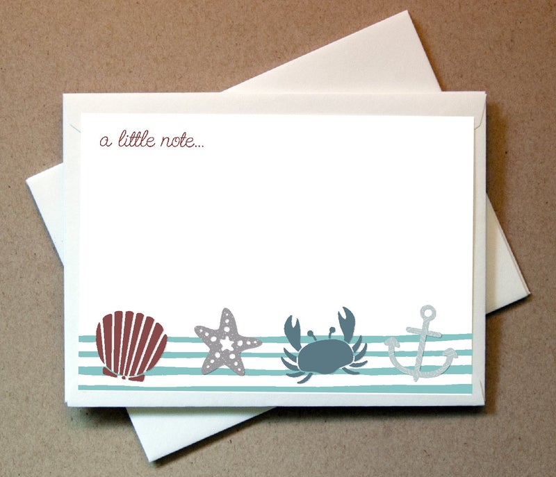 Little Notes by Comptime Sea Shore Note Cards (24 Non-foldover Cards and Envelopes) Seashore Cards - Image 1